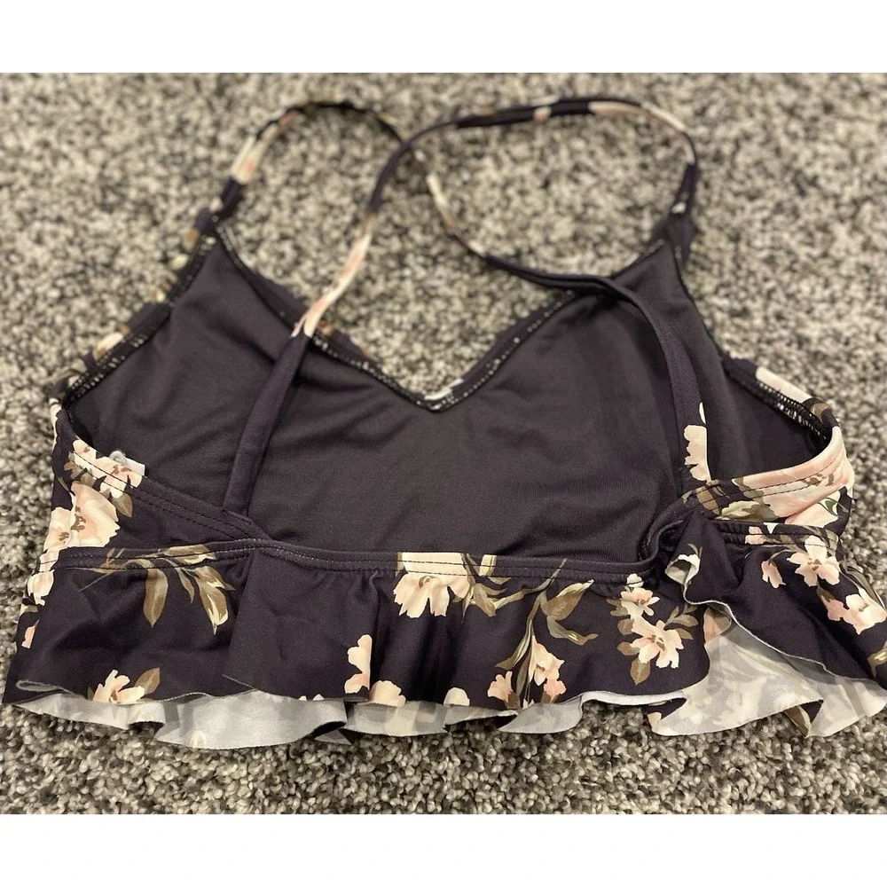 Girls O'Neill Swim Top Bralette Swimsuit Size 7 Youth Floral Ruffles